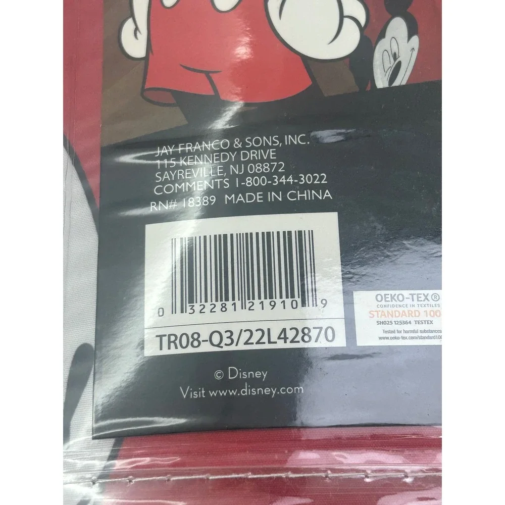 Disney Mickey‎ Mouse 4 Pc Twin Bed Set Comforter Sheets Red Black Cute Faces NEW